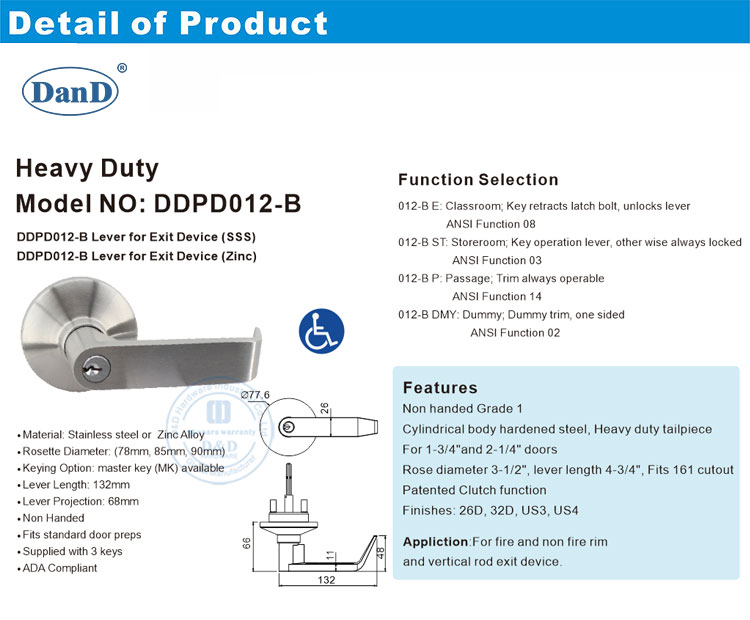 panic bar lever trim 패닉 바 레버 트림
