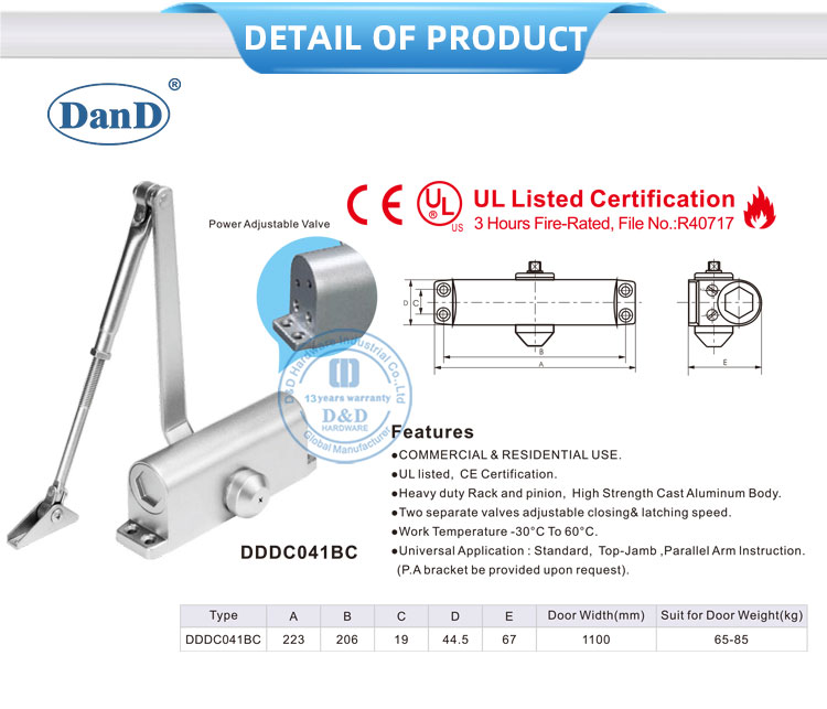 fire rated door closer 방화 등급 도어 체크