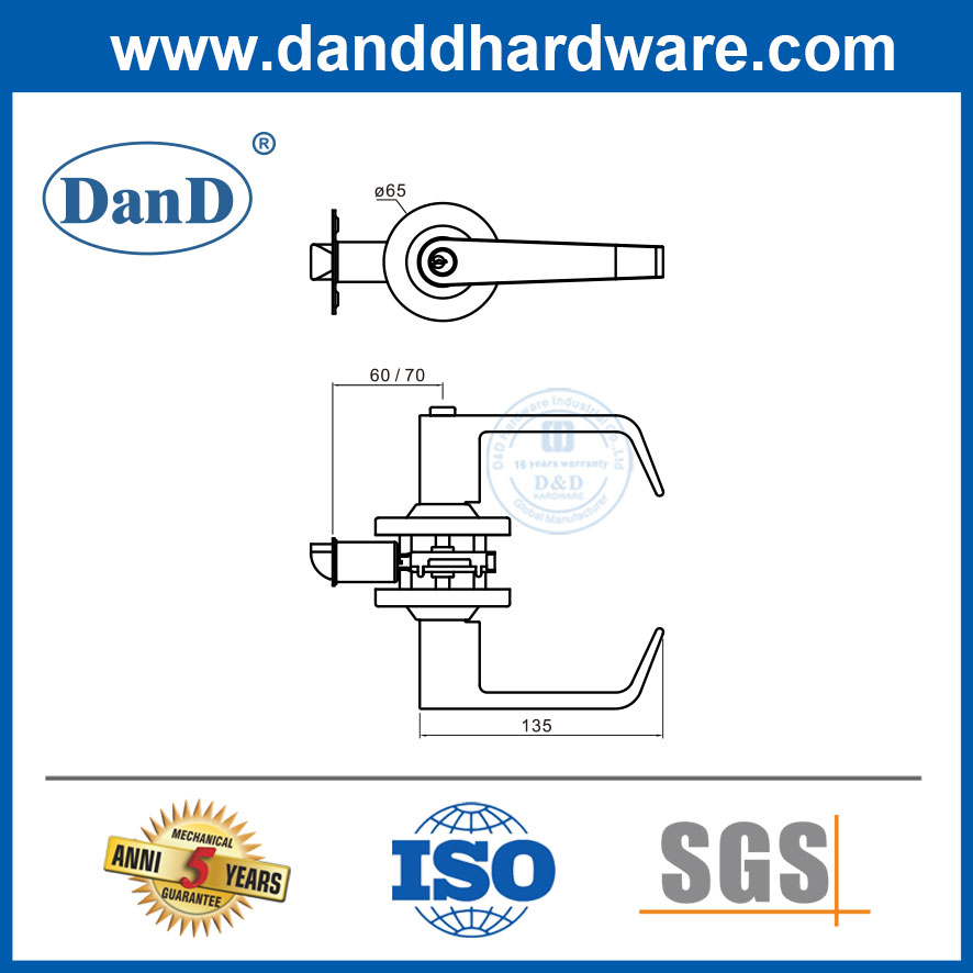 홈 잠금 세트 도어 잠금 세트-DDLK023 외부 검정색 관형 레버 잠금 장치