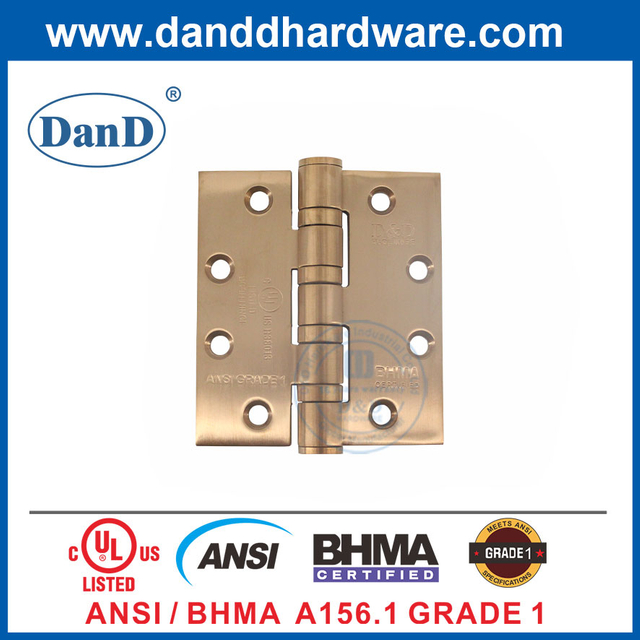 SS 힌지 새틴 로즈 골든 BHMA 1등급 방화 등급 도어 힌지-DDSS001-ANSI-1-4.5x4x4.6