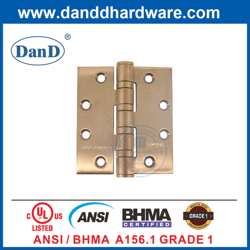 SS 힌지 새틴 로즈 골든 BHMA 1등급 방화 등급 도어 힌지-DDSS001-ANSI-1-4.5x4x4.6