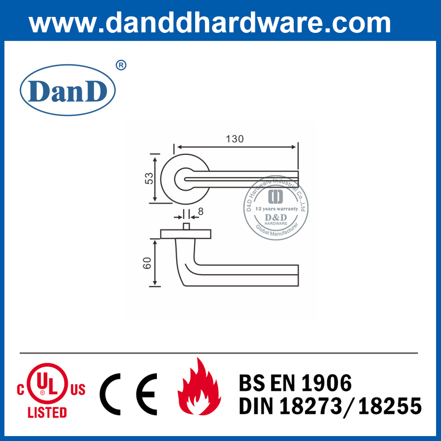 유럽 ​​표준 스테인레스 스틸 304 무거운 레버 도어 핸들 -DDSH016