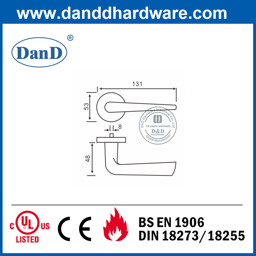 둥근 Rose-DDSH022의 현대 SS304 이중 전면 도어 레버 핸들