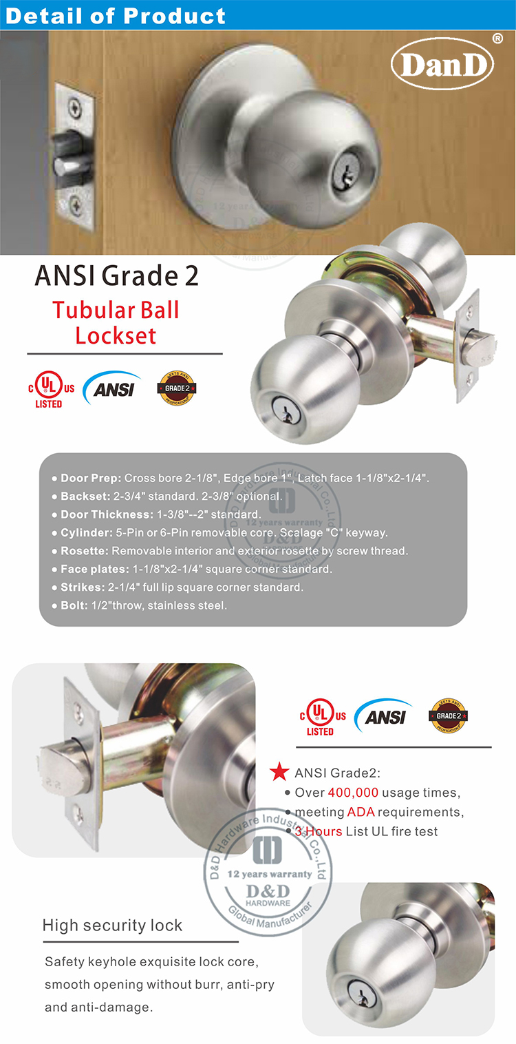 미국 스타일 도어 Lockset-DDLK012-D 및 D 하드웨어
