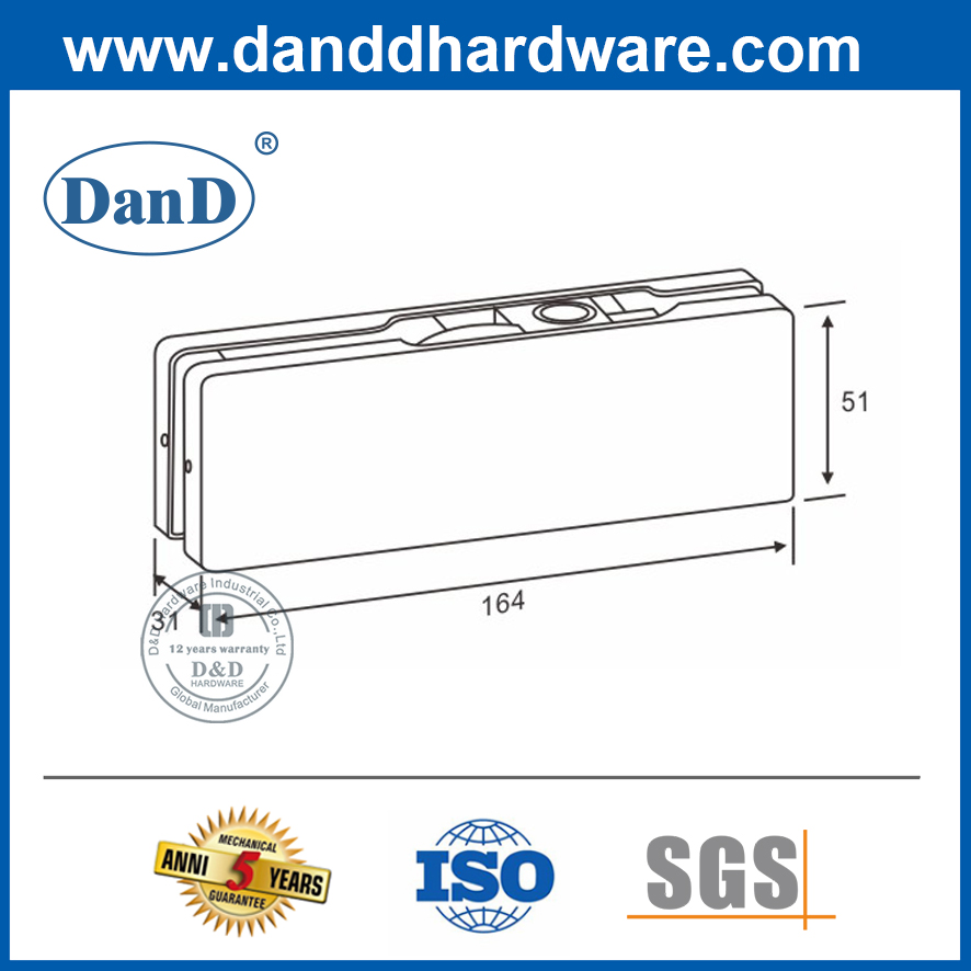 사무실 유리 도어-DDPT003용 스테인레스 스틸 304 상단 패치 피팅