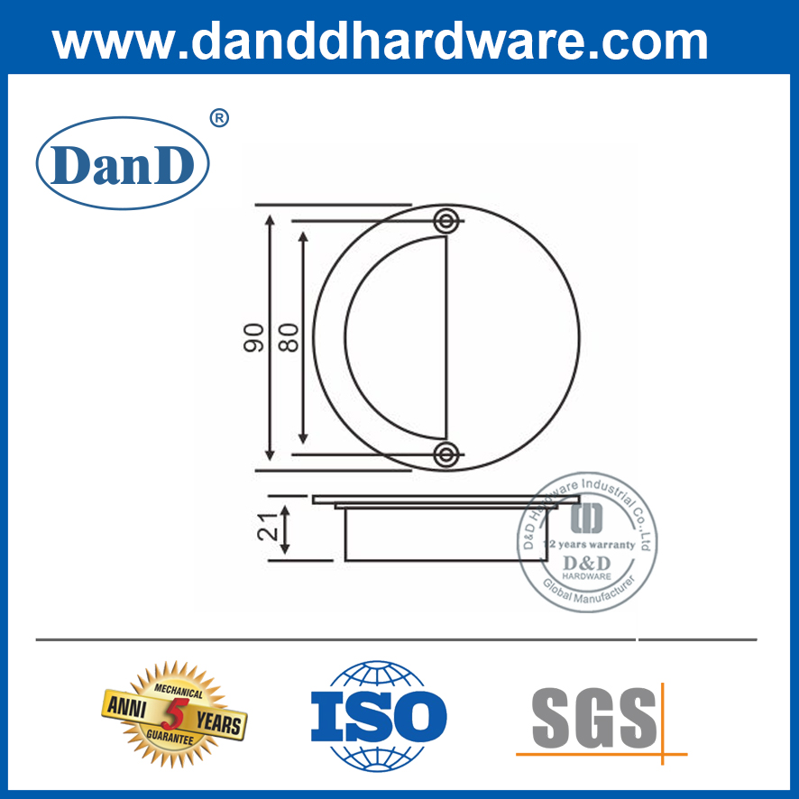 스테인레스 스틸 가구 라운드 미닫이 문 플러시 풀 -DDFH011