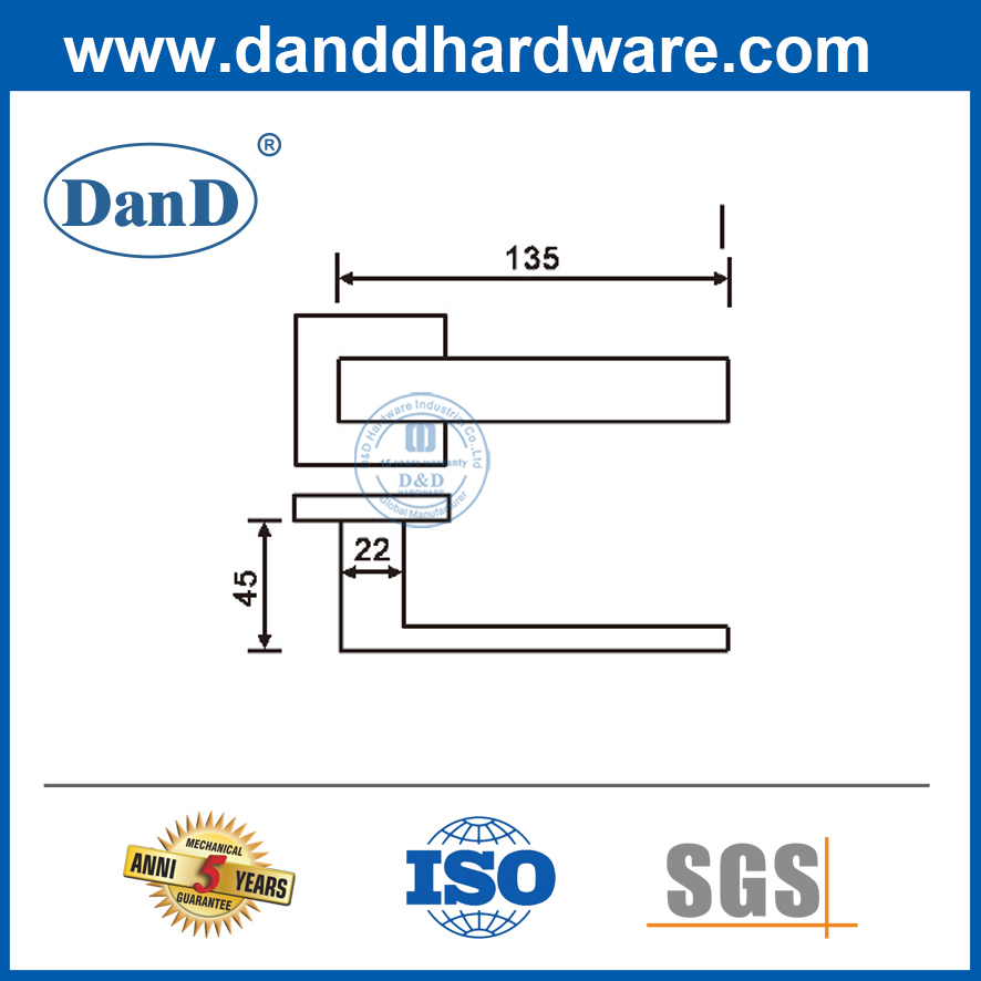 정사각형 도어 핸들 외부 스테인레스 스틸 입구 실내 도어 핸들 -DDSH058