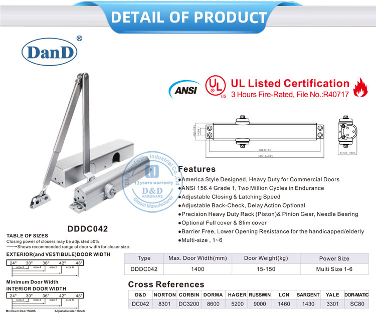 나무로 되는 문을 위한 도어 체크