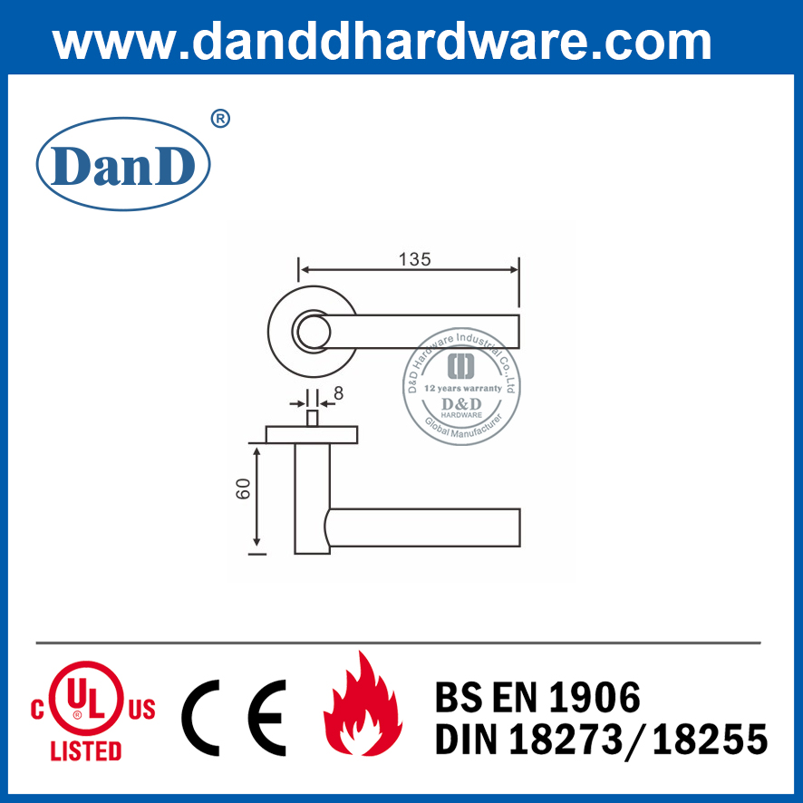 이중 Door-DDTH017용 스테인레스 스틸 304 안전 레버 도어 핸들