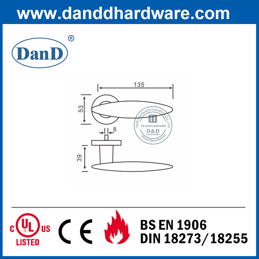 스테인레스 스틸 304 현대 상업용 도어 레버 핸들-DDSH021