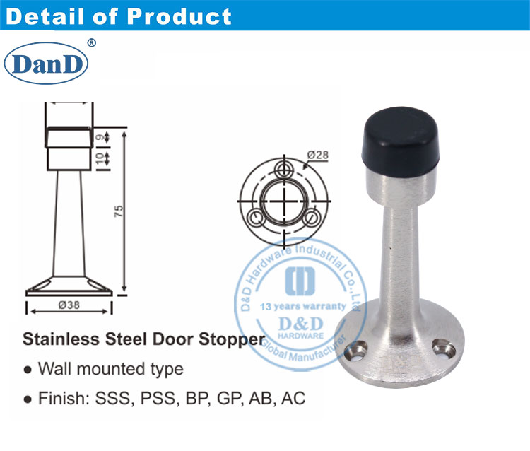 새틴 크롬 도어 스톱