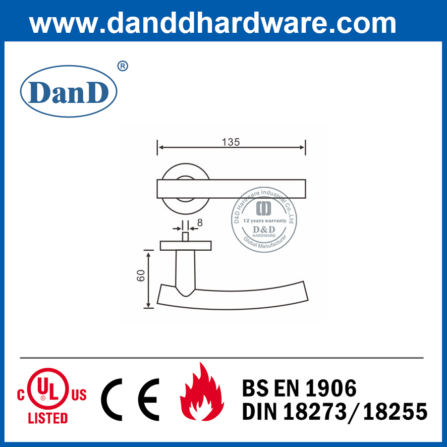 둥근 로제트-DDTH013의 스테인레스 스틸 304 실버 입구 문 손잡이