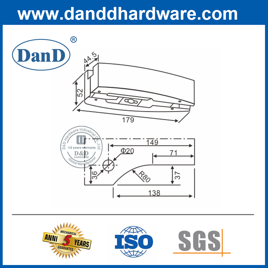 호텔 유리 Door-DDPT006에 대한 새로운 디자인 SS304 하단 패치 피팅