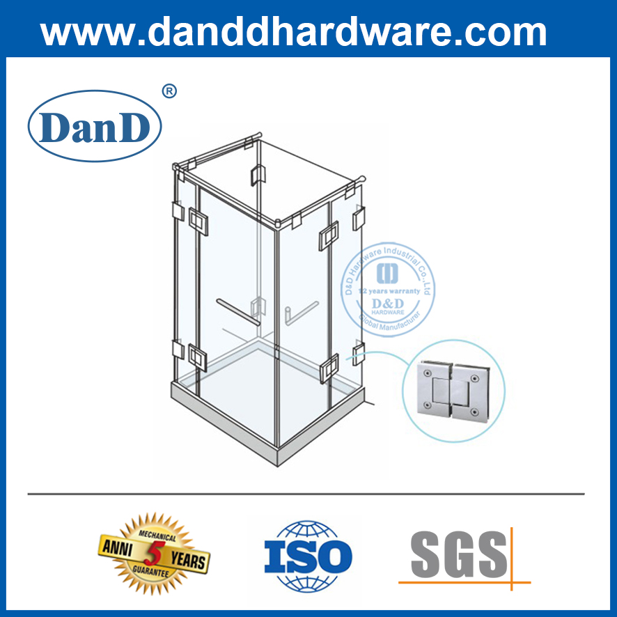 SS304 180도 유리 피팅 샤워 도어 Hinge-DDGH004