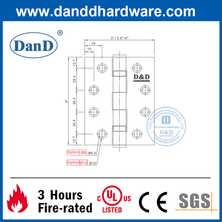 SUS201 검정색 장붓 구멍 버트 내부 도어 Hinge-DDSS001-4X3X3