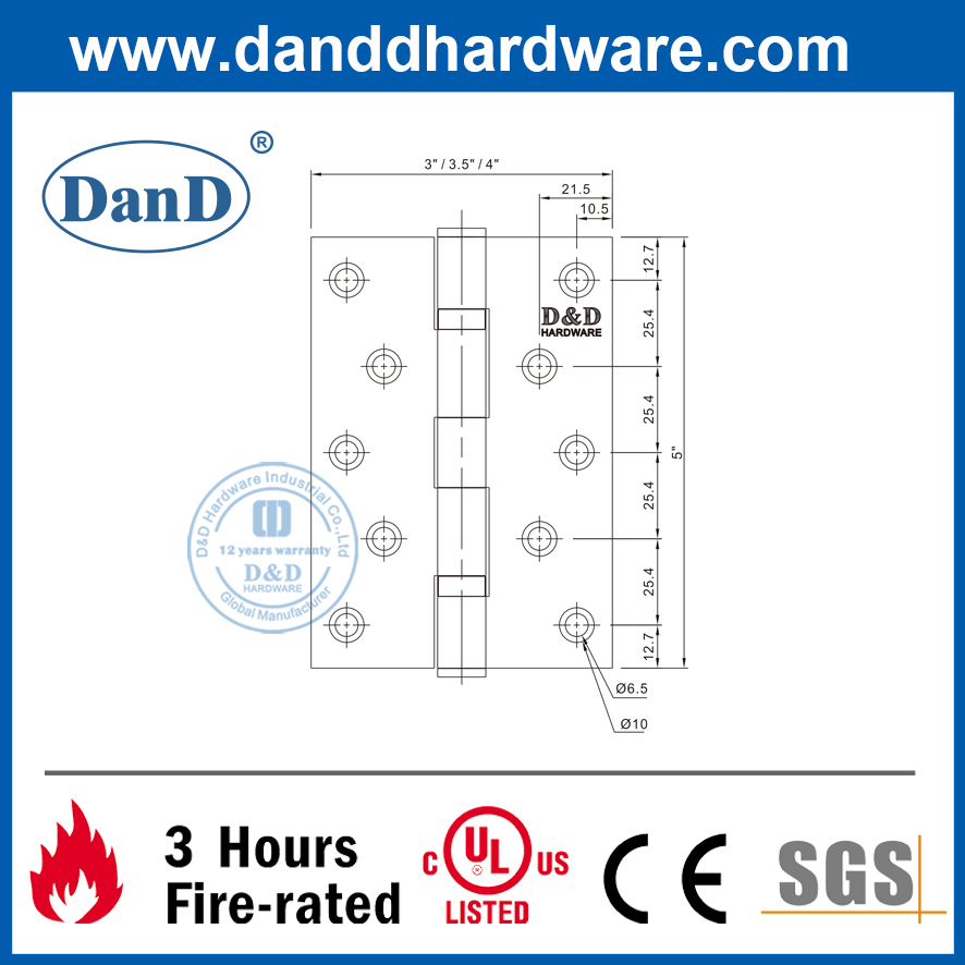 SUS316 도어 Ironmongery 최고의 골동품 황동 금속 도어 Hinge-DDSS011B-5X4X3