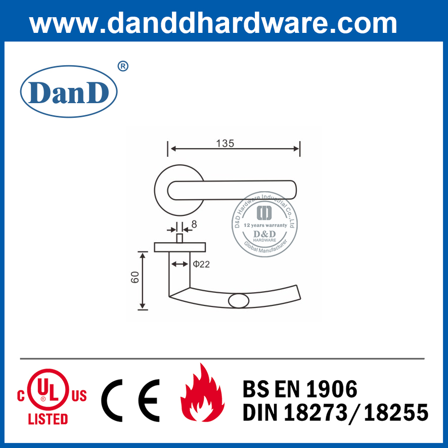 최고의 SS304 Ironmongery 보안 개인 정보 보호 침실 문 손잡이-DDTH025