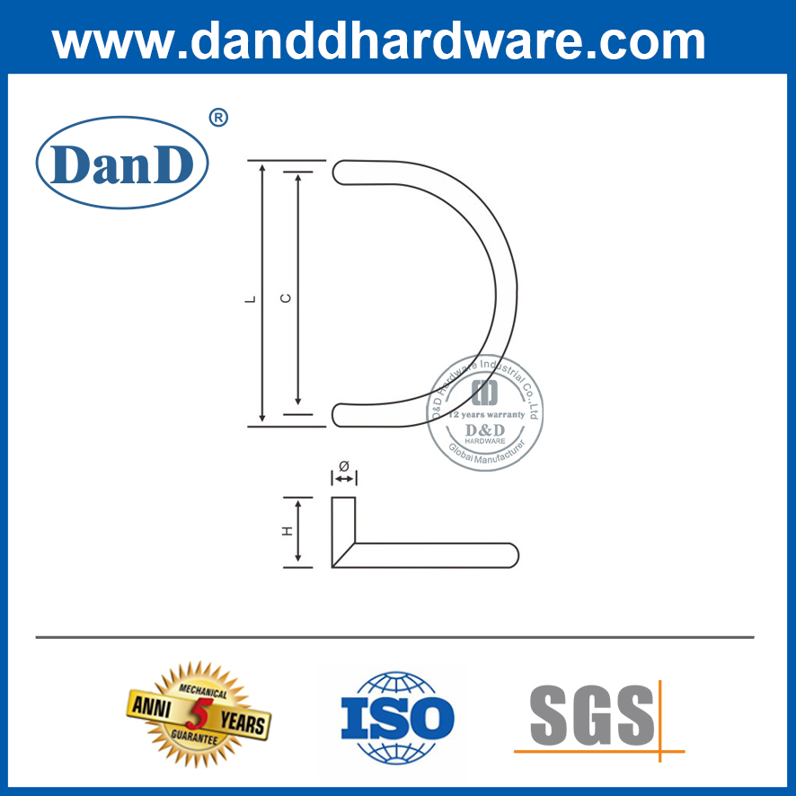 상업용 도어-DDPH003용 스테인레스 스틸 304 C 모양의 당김 핸들