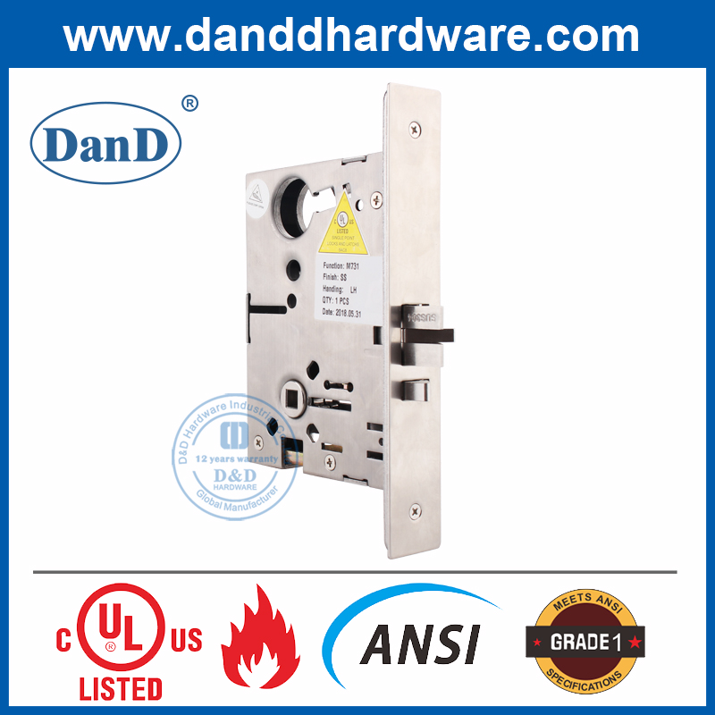 ANSI 등급 1 SS304 보조 데드 래치 장붓구멍 도어 잠금장치-DDAL31