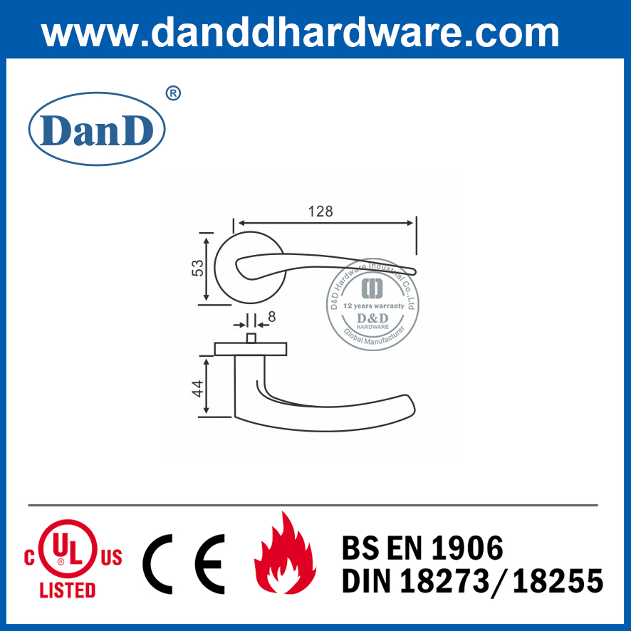 SUS304 원형 로제트 상업용 실외 레버 도어 핸들-DDSH013