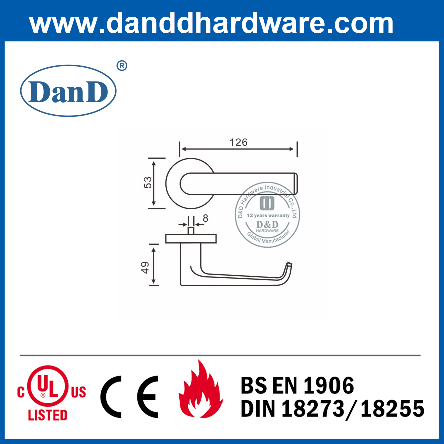 스테인레스 스틸 304 현대식 솔리드 레버 외부 도어 핸들-DDSH036