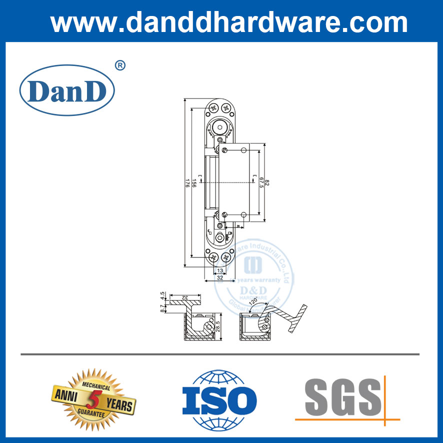 아연 합금 조정 가능한 숨겨진 힌지 알루미늄 숨겨진 도어 Hinges-DDCH017