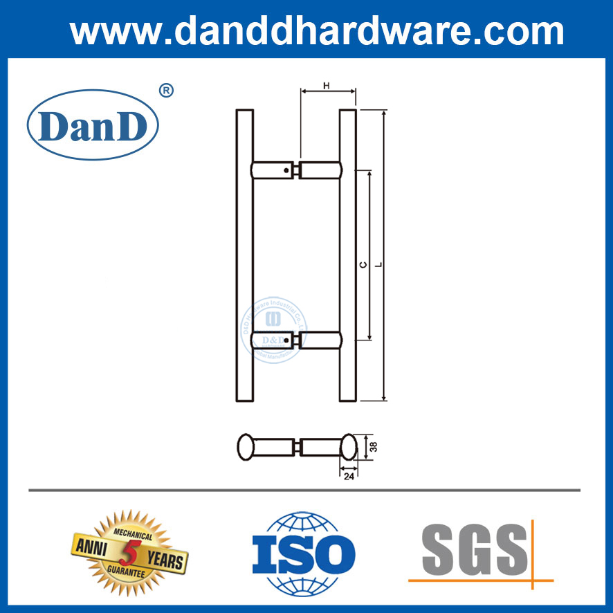 현대 유리 문은 Door-DDPH037에 대한 스테인레스 스틸 타원형 모양의 T 바 풀 핸들을 당깁니다.