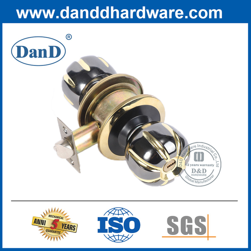 검정색과 금색 마감 아연 합금 원통형 도어 잠금 장치-DDLK058