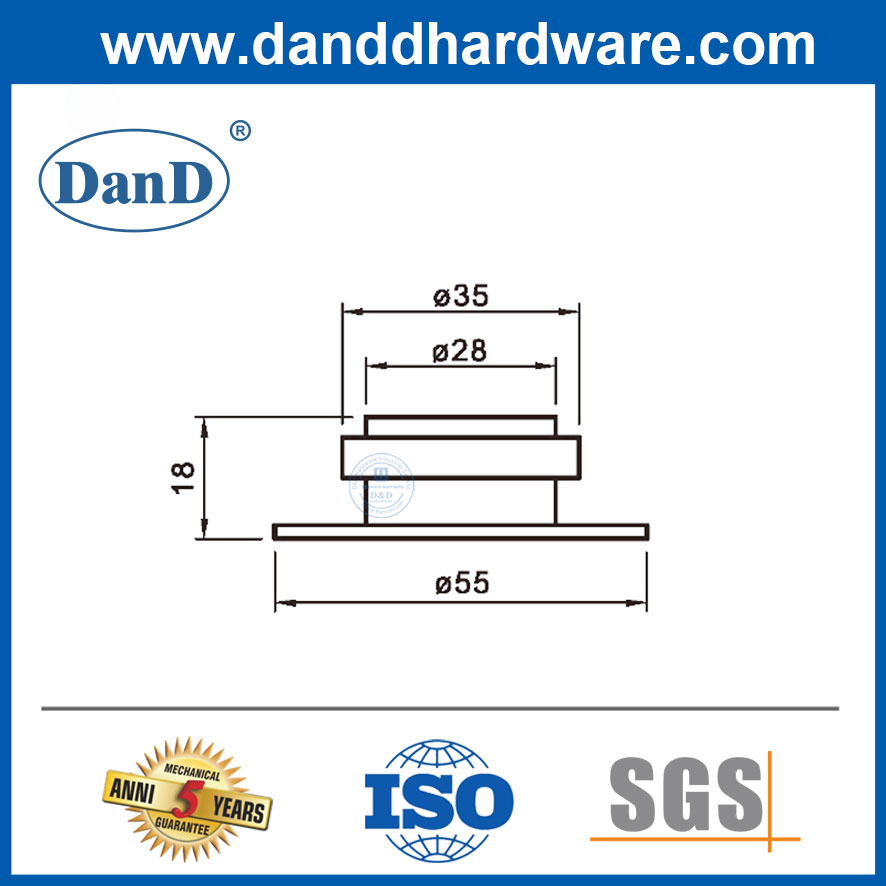 북미-DDDS047용 금속 고무 스토퍼 스테인레스 스틸 내부 도어 스톱