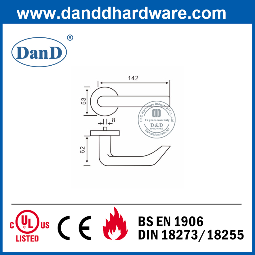 사용자 정의 등급 304 나무로 되는 Door-DDSH028용 솔리드 레버 외부 도어 핸들