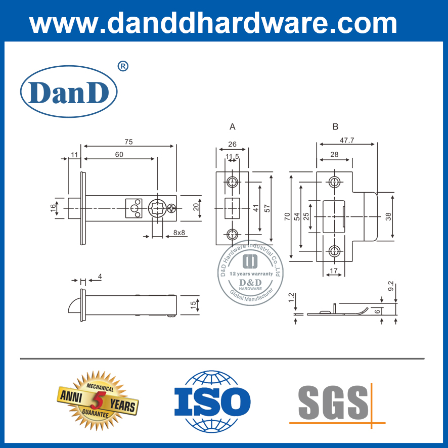 중국 공급 업체 단단한 황동 Deadbolt 건축 관형 Lach-DDML035