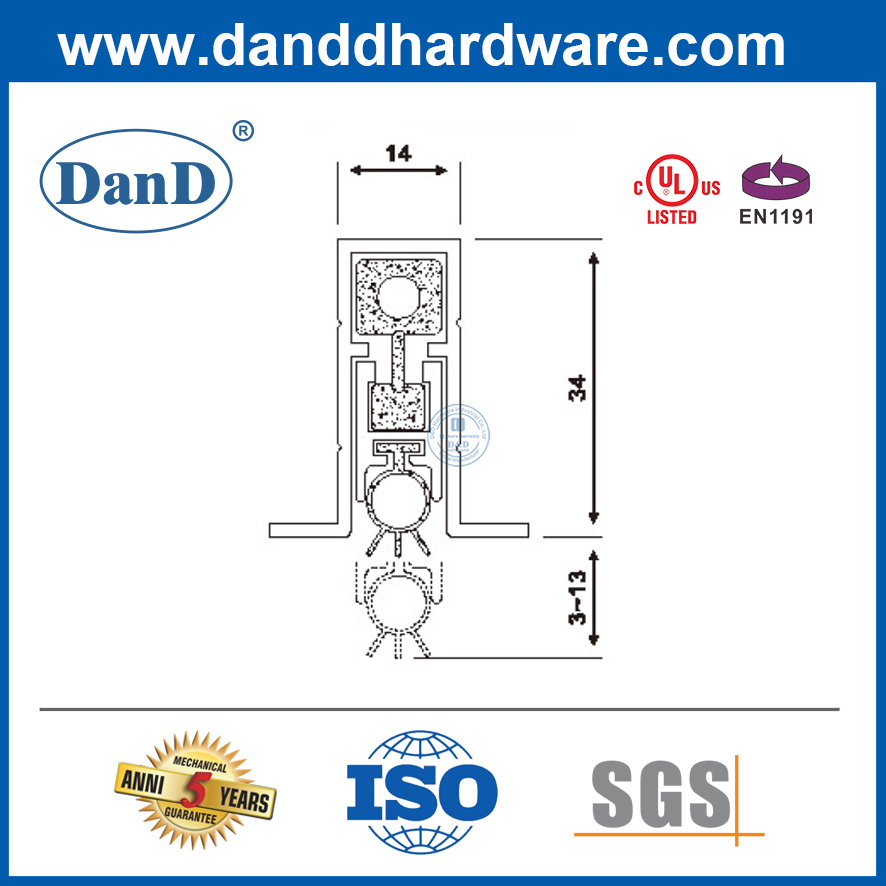 연기 Door-DDBS002를 위한 알루미늄 자동적인 은폐된 문 바닥 물개 문 하락 물개