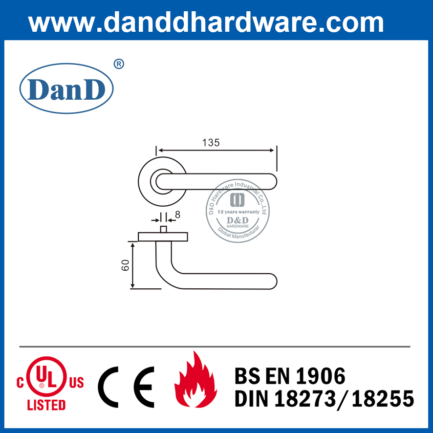 EN1906 등급 4 SUS304 내부 도어-DDTH010용 방화 등급 맞춤형 도어 핸들