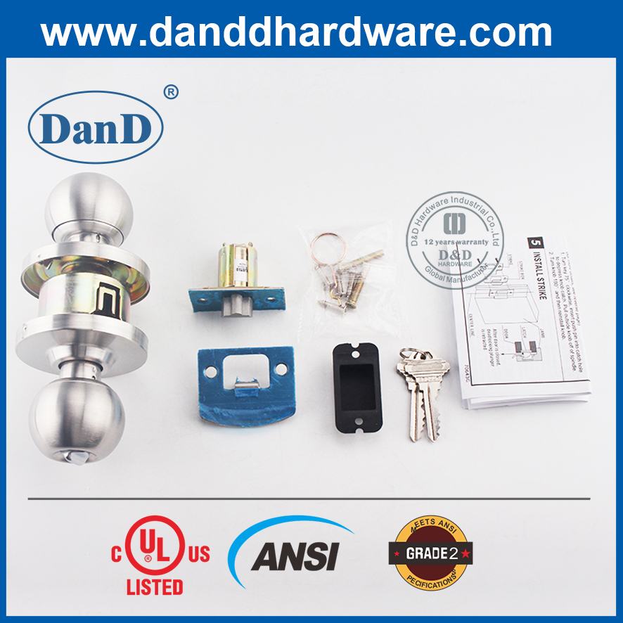 출입문-DDLK012용 UL 등록 ANSI 아연 합금 내화성 볼 관형 잠금 장치