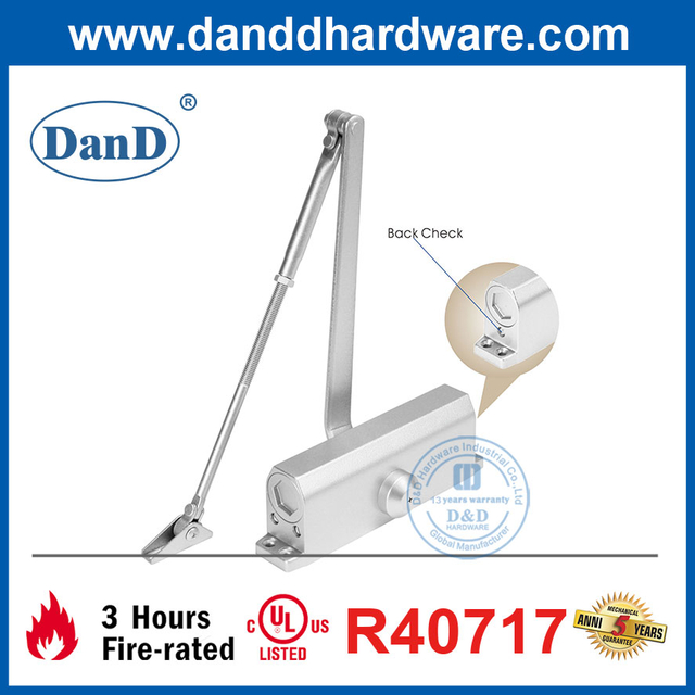 UL-DDDC026BC를 갖춘 표면 장착형 알루미늄 백체크 도어 클로저