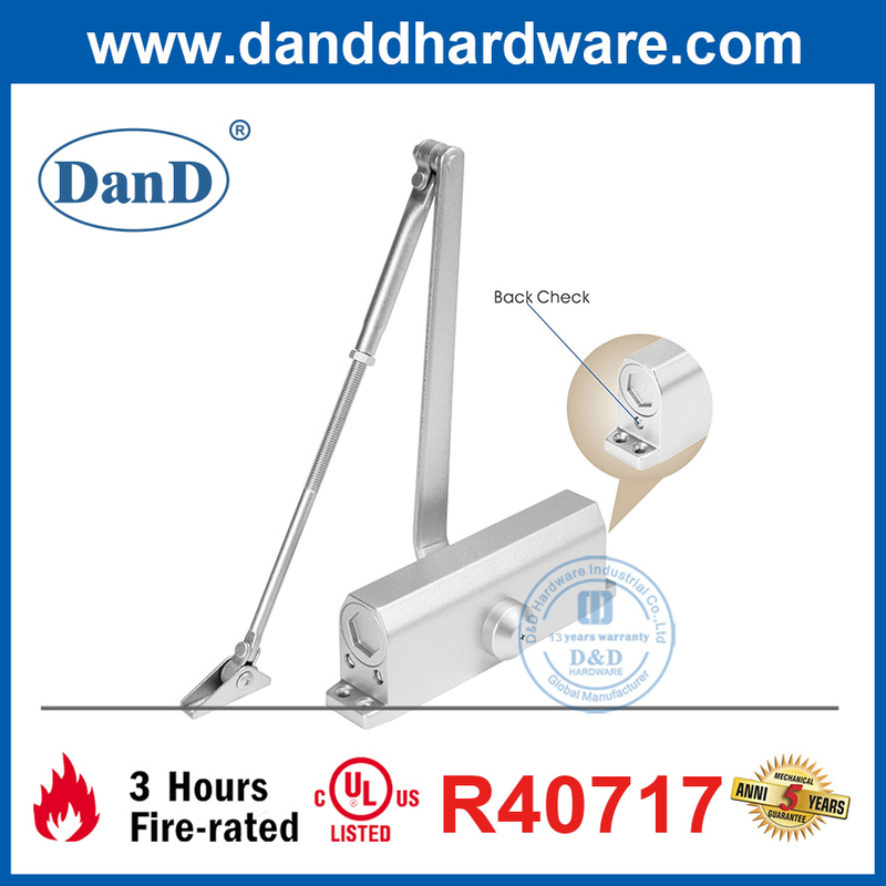 UL-DDDC026BC를 갖춘 표면 장착형 알루미늄 백체크 도어 클로저