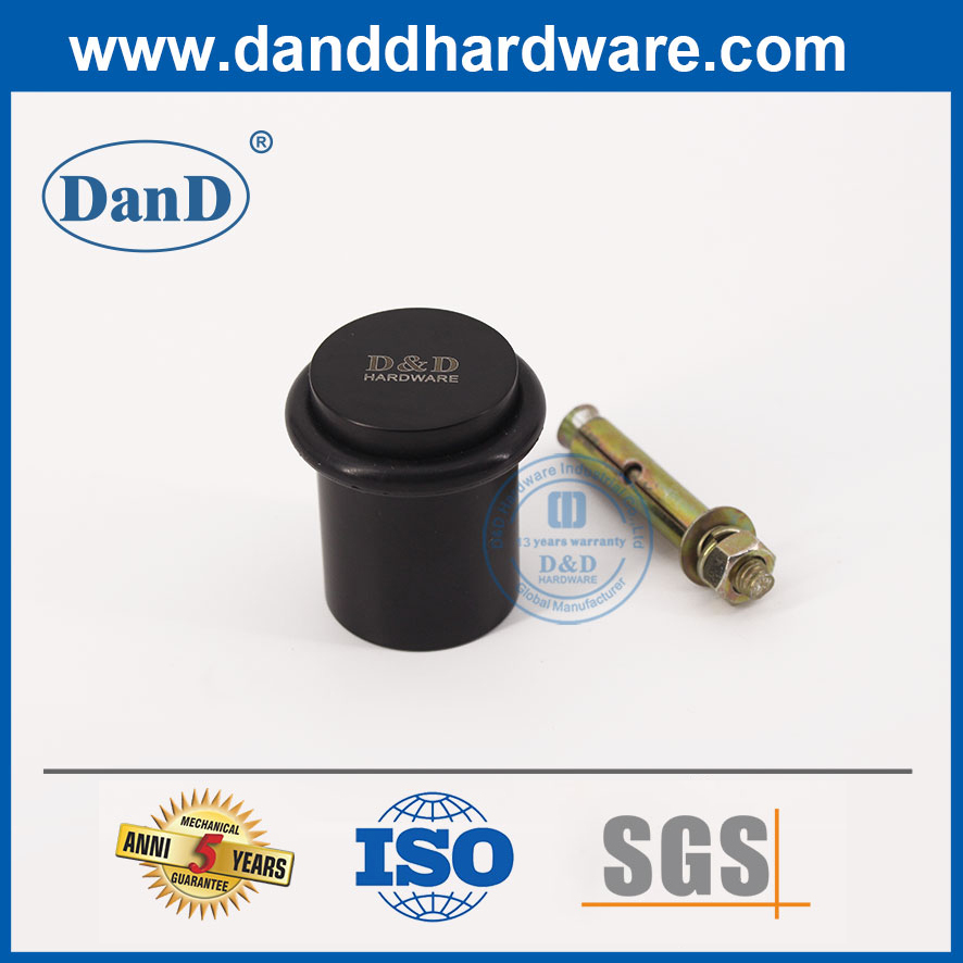 스테인레스 스틸 바닥 장착형 검정색 고무 도어 스톱 -DDDS011