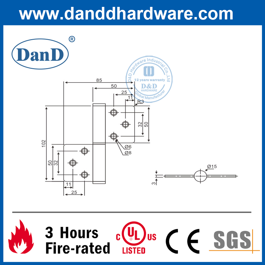 중공 금속 Door-DDSS031용 SS316 도어 피팅 플래그 힌지