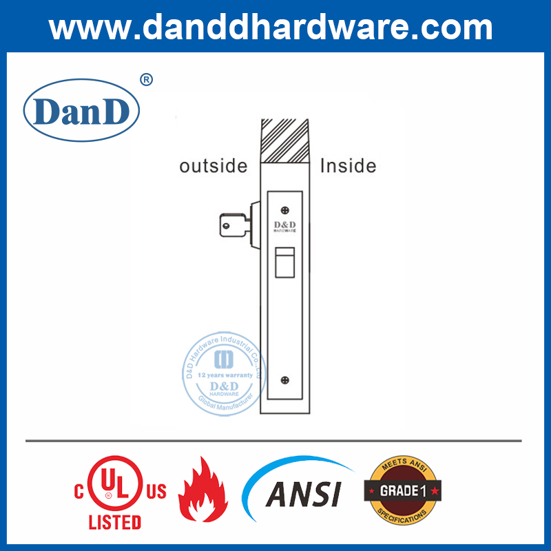 ANSI 등급 1 SS304 보조 데드 래치 장붓구멍 도어 잠금장치-DDAL31