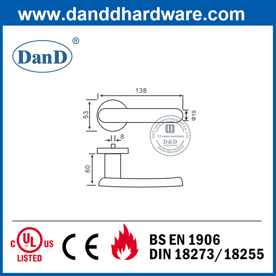 내부 Door-DDSH010용 SUS304 도어 Ironmongery Rose 장붓구멍 손잡이