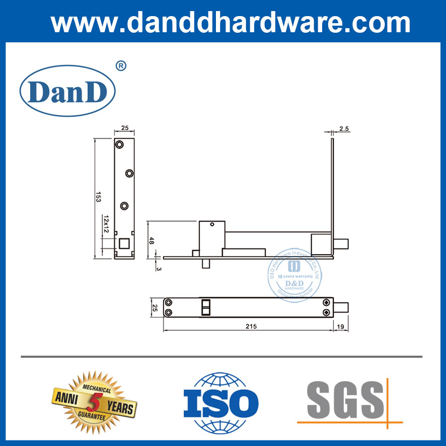 스테인레스 스틸 나무 문 비손완전 자동 플러시 볼트-DDDB033