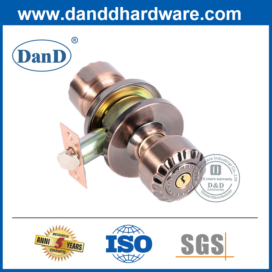 아연 합금 앤티크 구리 잠금식 도어 손잡이 Set-DDLK064