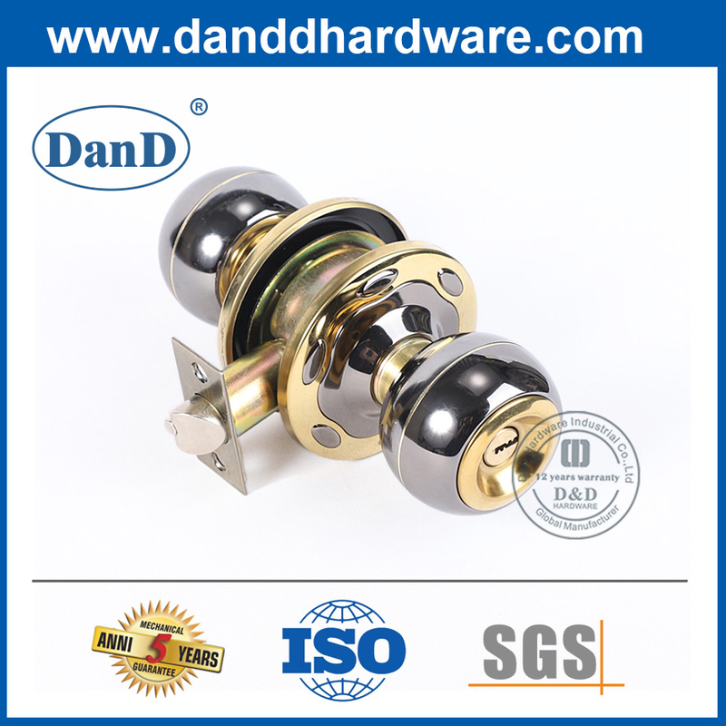 아연 합금 광택 마감 이중 잠금 도어 Knob-DDKL061