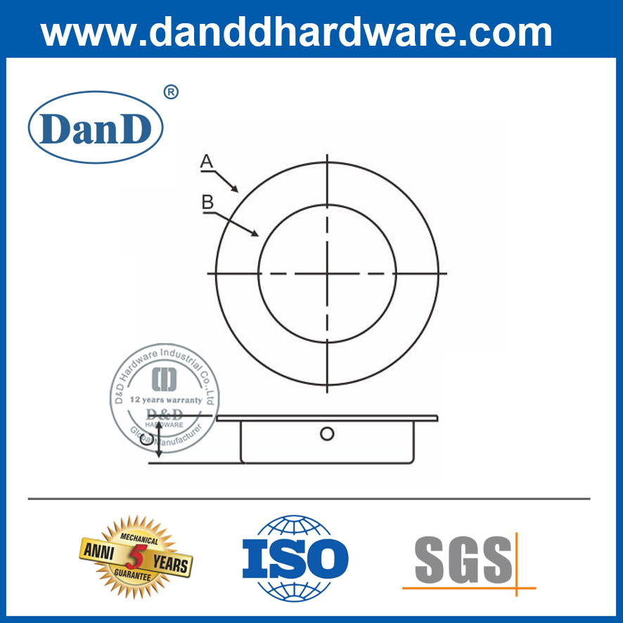 현대식 스테인레스 스틸 라운드 플러시 도어 풀 -DDFH011-B