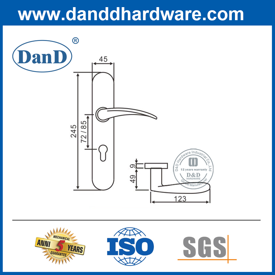 Plate-DDTP006이 포함된 스테인레스 스틸 현대식 레버 핸들