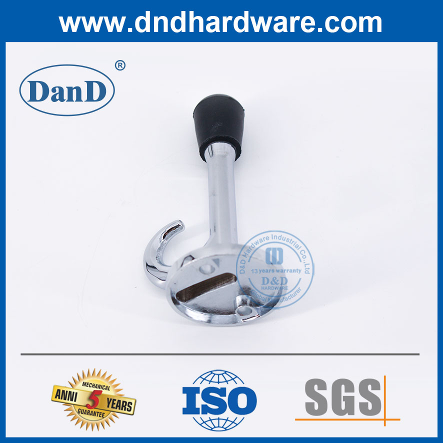 후크 아연 합금 Doorstop-DDDS020이 있는 세련된 크롬 도어 월 스톱