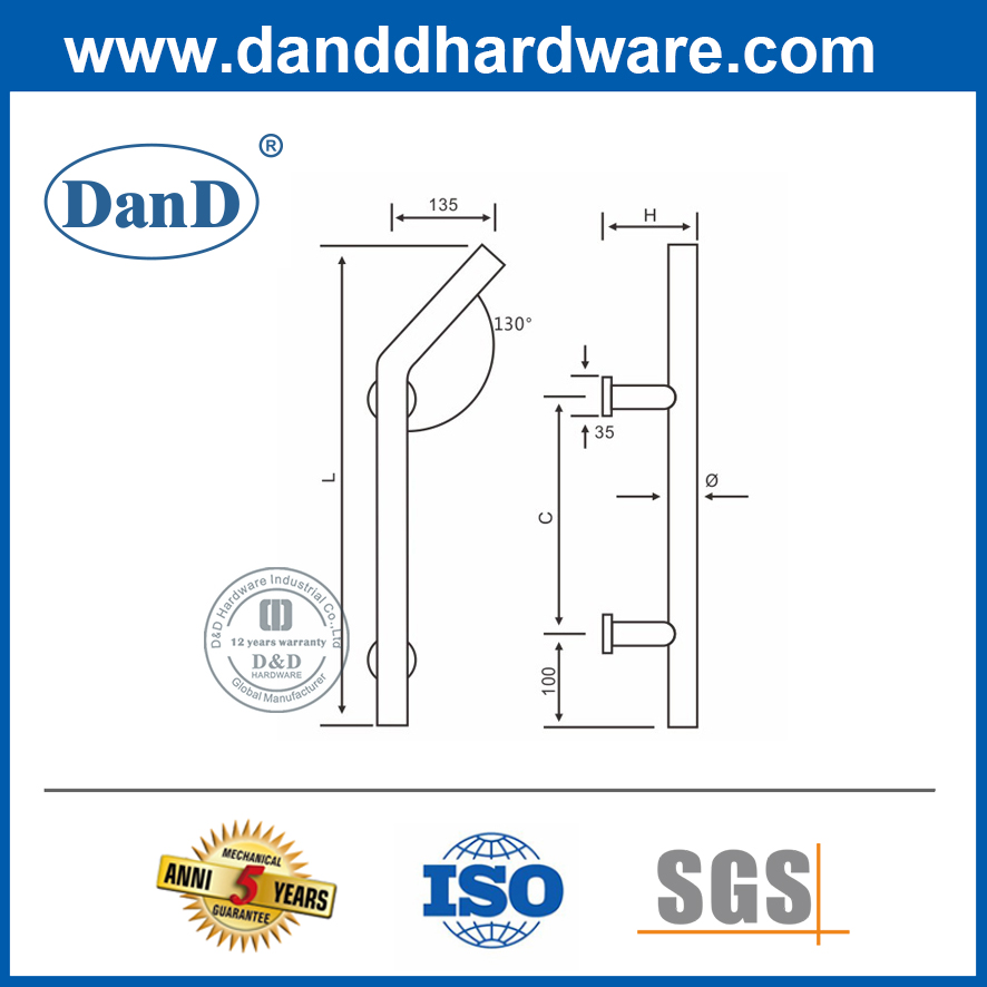 복합 도어-DDPH009용 특수 SS304 도어 피팅 풀 핸들