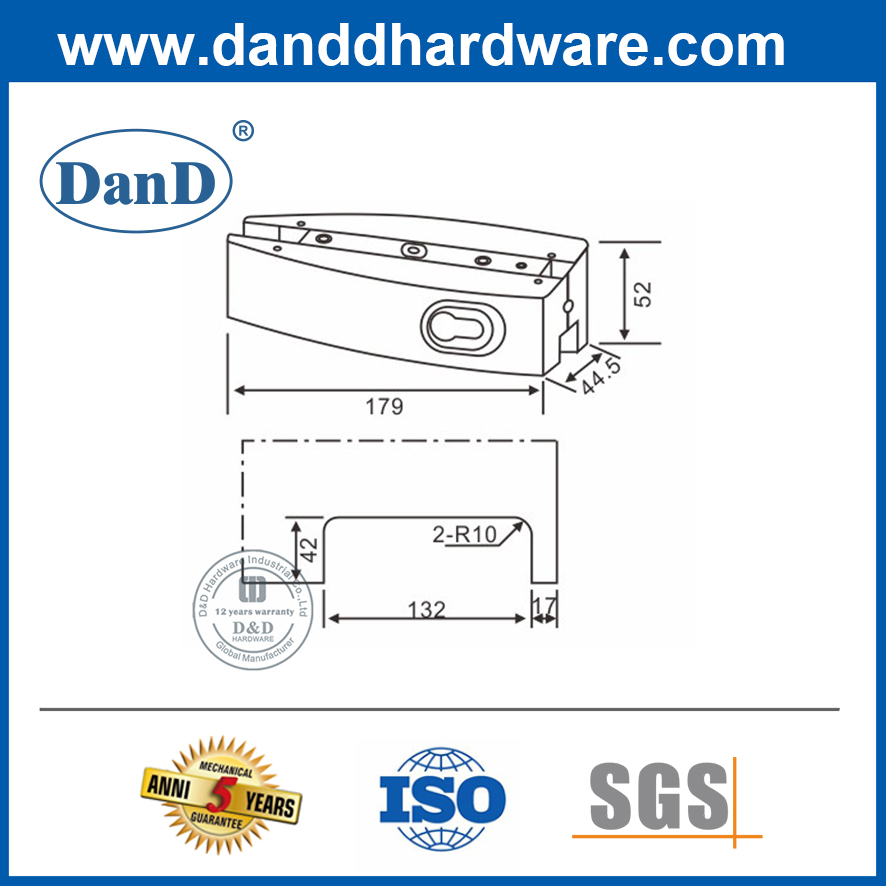 스테인레스 스틸 외부 유리 도어 패치 피팅 Lock-DDPT010