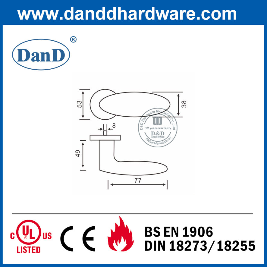 SS304 문 Ironmongery 특수 장식 문 단단한 레버 Handle-DDSH031