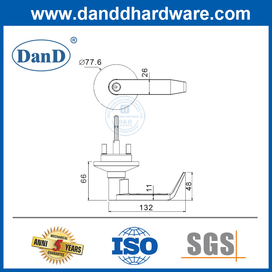 패닉 Bar-DDPD012-B용 헤비듀티 도어 핸들 잠금 아연 합금/스테인레스 스틸 레버 트림